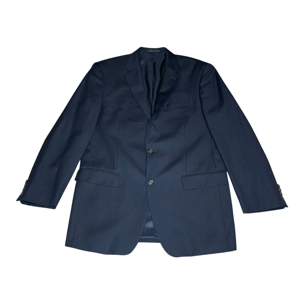 Lauren Ralph Lauren Mens 42L‎ Navy Blue Pinstripe Wool 2-Button Blazer Jacket